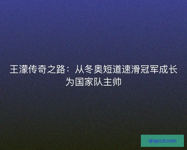 王濛传奇之路:从冬奥短道速滑冠军成长为国家队主帅 王濛传奇之路:从冬奥短道速滑冠军成长为国家队主帅